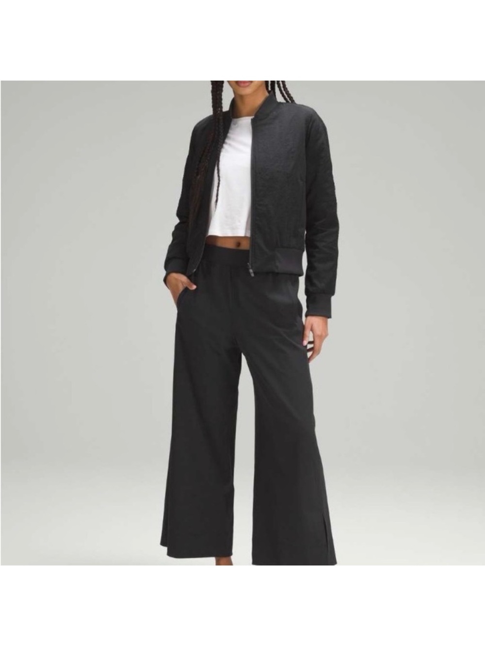 lululemon athletica Black High-Rise Stretch Woven Wide-Leg Cropped Pants